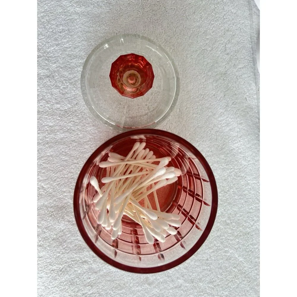 Pink Ombre Glass Vanity Jar 6.5
